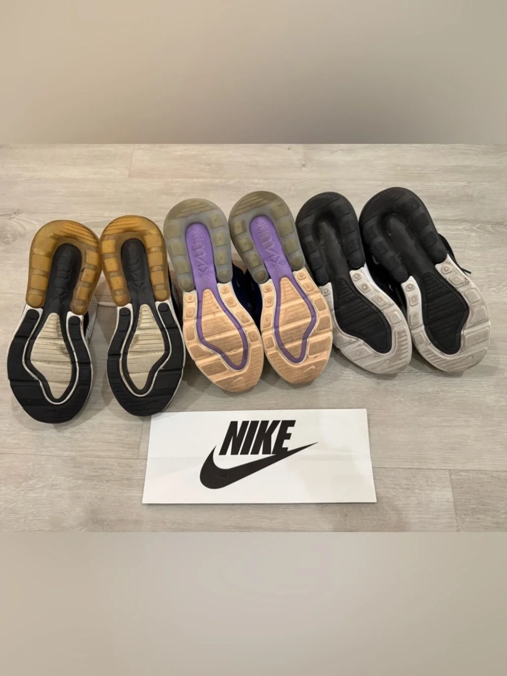 Nike Air Max 270 Bundle - 3 Pairs (White/Pink, Navy, Black)